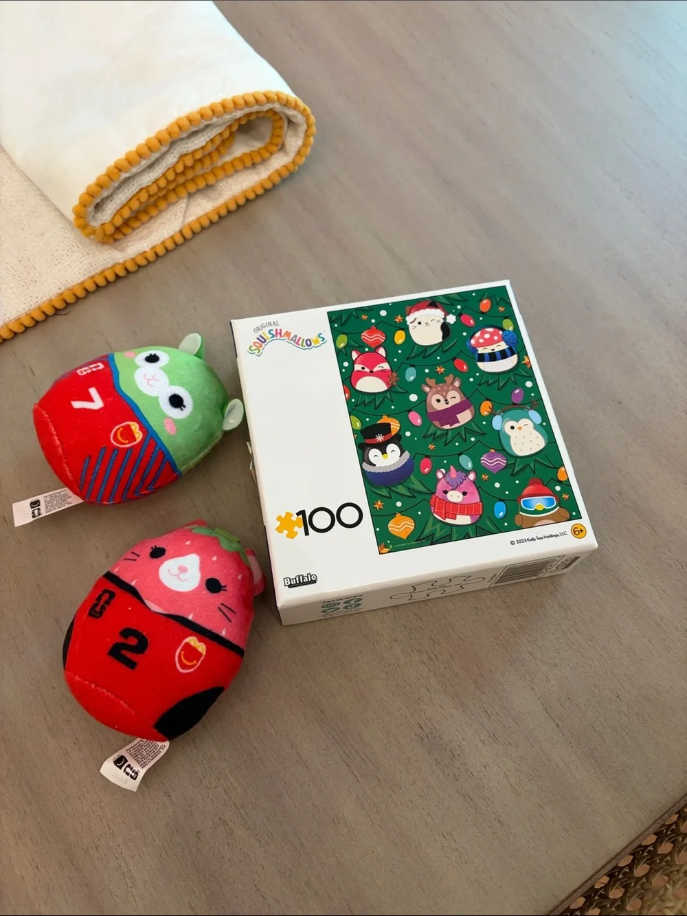 Squishmallows Red & Green Holiday Plush Pair and puzzle
